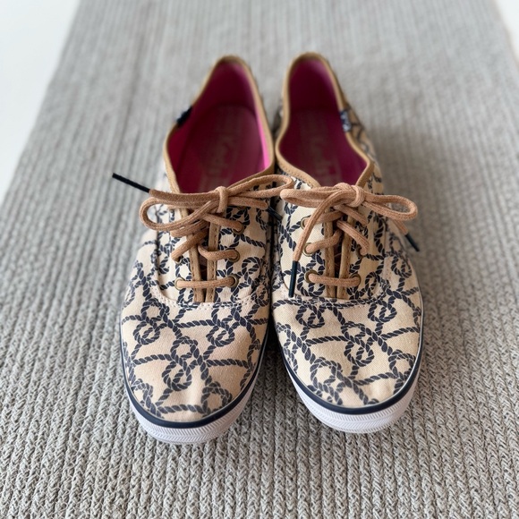 Keds Shoes - Keds Navy Tan Rope Print Nautical Canvas Sneaker Tennis Shoes Size 7.5
